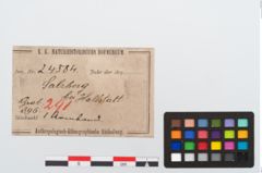 Etikett zu Bronzebandarmreif (NHMW-PRAE-024584)